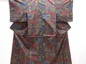 花模様織出し本場泥大島紬着物（5マルキ）